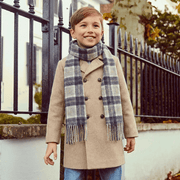 Kids 100% Lambswool Tartan Mini Scarf - Soft Children’s Wool Scarf - BANNOCKBANE SILVER - Heritage Of Scotland -