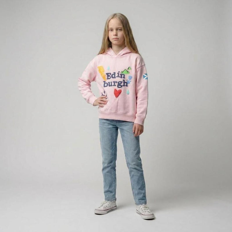 Kids Edinburgh 3D Puff Hoodie - Cherry Blossom Pink - Heritage Of Scotland - 0-1 YEARS