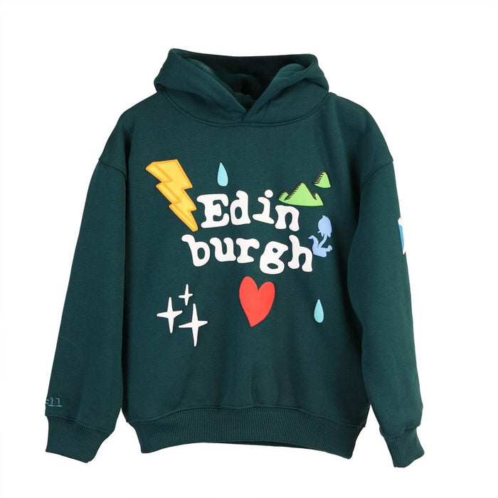 Kids Edinburgh 3D Puff Print Hoodie Teal – Children’s Hooded Sweatshirt - Heritage Of Scotland - TEAL