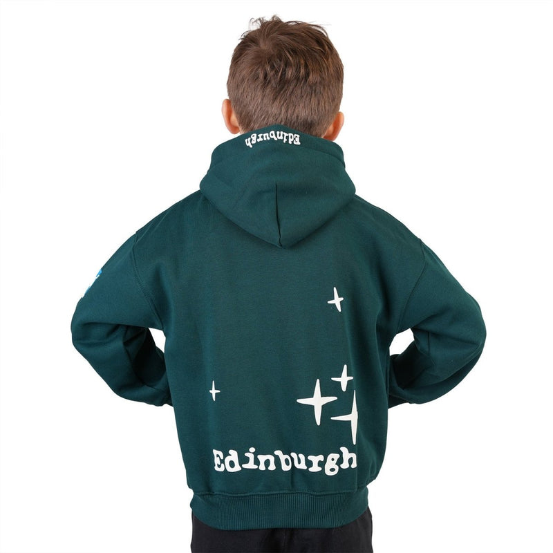 Kids Edinburgh 3D Puff Print Hoodie Teal – Children’s Hooded Sweatshirt - Heritage Of Scotland - TEAL