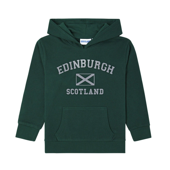 Kids Edinburgh Harvard Reflective Hoodie - Heritage Of Scotland - BOTTLE GREEN