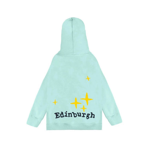 Kids Edinburgh Hoodie 3D Puff Printed - Sweatshirt with Saltire Design - Aqua - Heritage Of Scotland - 0-1 YEARS