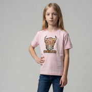 Kids Pastel Highland Cow T-Shirt Cherry Blossom Pink - Heritage Of Scotland - 0 - 1 YEARS