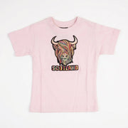 Kids Pastel Highland Cow T-Shirt Cherry Blossom Pink - Heritage Of Scotland - 0 - 1 YEARS