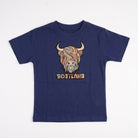 Kids Pastel Highland Cow T-Shirt Navy - Heritage Of Scotland - 0 - 1 YEARS