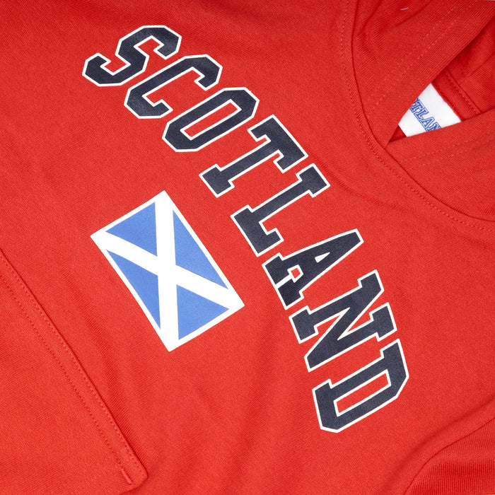 Kids Scotland Harvard Print Hooded Top - Heritage Of Scotland - RED