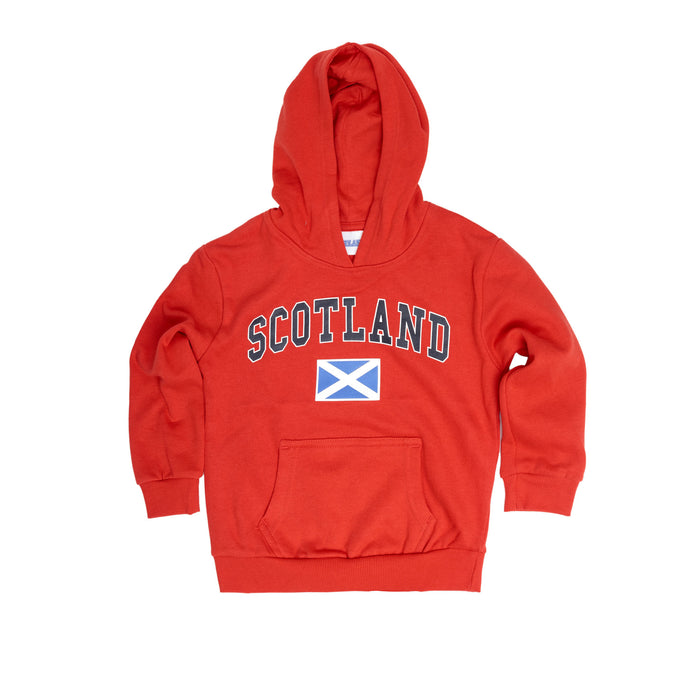 Kids Scotland Harvard Print Hooded Top - Heritage Of Scotland - RED