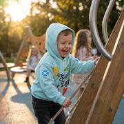 Kids Scotland Hoodie 3D Puff Printed - Sweatshirt with Saltire Design - Aqua - Heritage Of Scotland - 0 - 1 YEARS