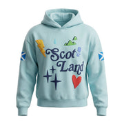 Kids Scotland Hoodie 3D Puff Printed - Sweatshirt with Saltire Design - Aqua - Heritage Of Scotland - 0 - 1 YEARS