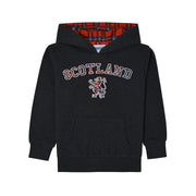 Kids Scotland Lion Tartan Hoodie - Heritage Of Scotland - CHARCOAL MARL/RED TARTAN