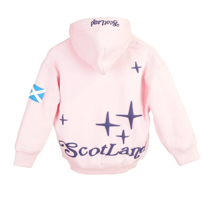 Kids Scotland Pink Hoodie 3D Puff Printed - Sweatshirt with Saltire Design - Heritage Of Scotland - 0 - 1 YEARS