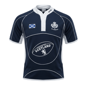 Kids Scotland Rugby Shirt Navy & White – Children’s Thistle Rugby Top - Heritage Of Scotland - NAVY/WHITE / 1-2 YEARS