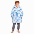 Kids Scotland Tie-Dye Hoodie Blanket – Blue Cosy Oversized Fleece - Heritage Of Scotland -