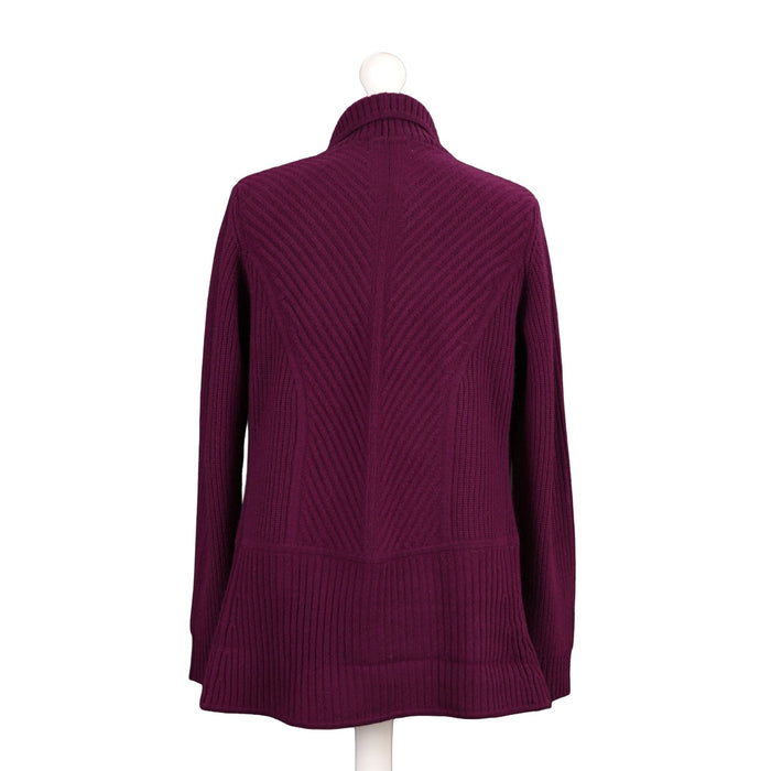 Ladies 100% Cashmere Ribbed Open Front Cardigan – Eminence - Heritage Of Scotland - XS