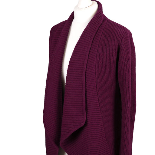 Ladies 100% Cashmere Ribbed Open Front Cardigan – Eminence - Heritage Of Scotland - XS