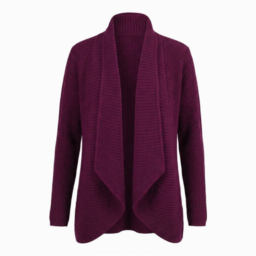 Ladies 100% Cashmere Ribbed Open Front Cardigan – Eminence - Heritage Of Scotland - XS