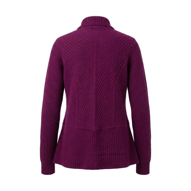 Ladies 100% Cashmere Ribbed Open Front Cardigan – Eminence - Heritage Of Scotland - XS