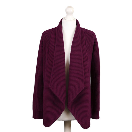 Ladies 100% Cashmere Ribbed Open Front Cardigan – Eminence - Heritage Of Scotland - XS