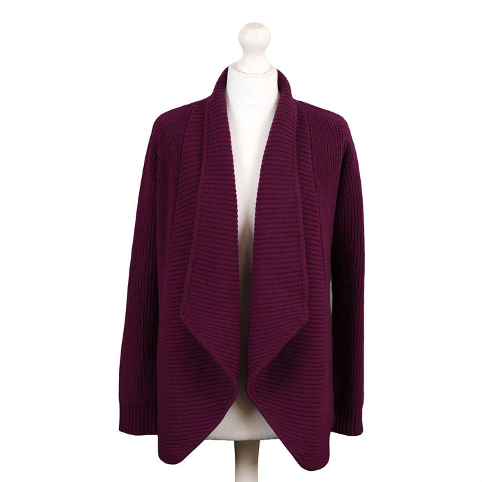 Ladies 100% Cashmere Ribbed Open Front Cardigan – Eminence - Heritage Of Scotland - XS