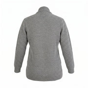 Ladies 100% Cashmere Ribbed Open Front Cardigan - Grey Mid - Heritage Of Scotland - Grey Mid