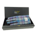 Ladies Boxed Brown Leather Blue/Purple Check On Grey - Heritage Of Scotland - BLUE/PURPLE CHECK ON GREY