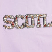 Ladies Diamante Scotland T-Shirt – Cotton Sparkle Tee - Lilac - Heritage Of Scotland - XS