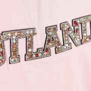 Ladies Diamante Scotland T-Shirt – Cotton Sparkle Tee - Pink - Heritage Of Scotland - XS