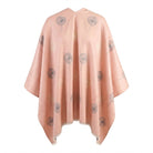 Ladies Dusky Pink Dandelion Print Reversible Cape Wrap - LIGHT PINK AND GREY - Heritage Of Scotland -
