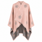 Ladies Dusky Pink Dandelion Print Reversible Cape Wrap - LIGHT PINK AND GREY - Heritage Of Scotland -