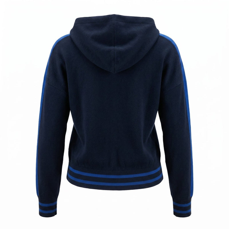 Ladies Edinburgh Lion Cropped Hoodie – Navy Tartan Pullover - Heritage Of Scotland - S