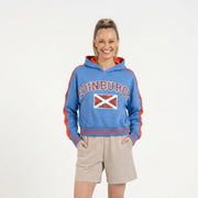 Ladies Edinburgh Tartan Hoodie – Blue Scottish Flag Pullover - Heritage Of Scotland - S