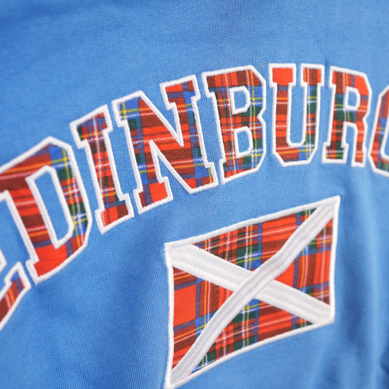 Ladies Edinburgh Tartan Hoodie – Blue Scottish Flag Pullover - Heritage Of Scotland - S
