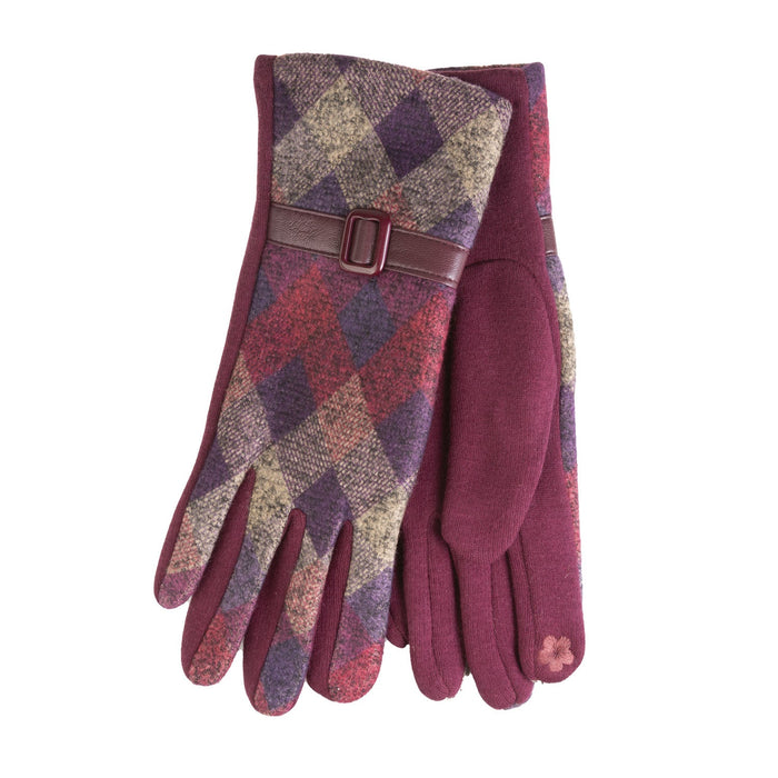 Ladies Gloves With Button - Heritage Of Scotland - PURPLE