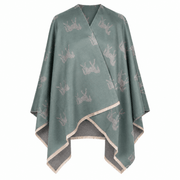 Ladies Green Horse Print Reversible Wrap Cape - GREEN - Heritage Of Scotland -