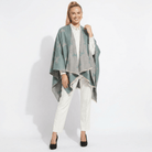 Ladies Green Horse Print Reversible Wrap Cape - GREEN - Heritage Of Scotland -