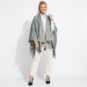 Ladies Green Horse Print Reversible Wrap Cape - GREEN - Heritage Of Scotland -