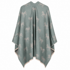 Ladies Green Horse Print Reversible Wrap Cape - GREEN - Heritage Of Scotland -