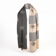 Ladies Grey Dandelion Print Reversible Cape Wrap - DARK GREY - Heritage Of Scotland -