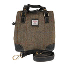 Ladies Harris Tweed And Leather Hand Bag - LT BROWN CHECK / BLACK - Heritage Of Scotland -
