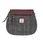 Ladies Harris Tweed and Leather Shoulder Bag - GREY & RED CHECK / MAROON - Heritage Of Scotland -