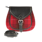 Ladies Harris Tweed and Leather Shoulder Bag - RED CHECK A / BLACK - Heritage Of Scotland -