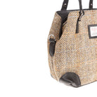 Ladies Ht Leather Hand Bag Tan & Brown Herringbone / Black - Heritage Of Scotland - TAN & BROWN HERRINGBONE / BLACK