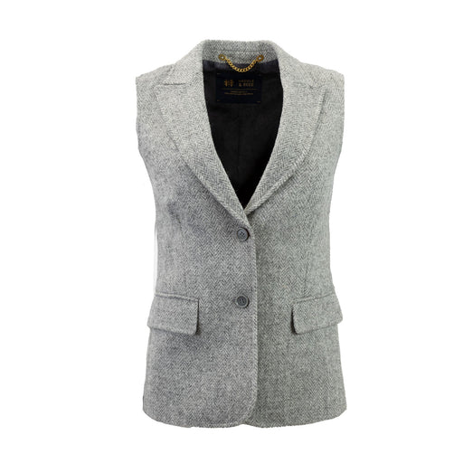 Ladie's Mairi Harris Tweed Waistcoat Furn20 - 05 Grey Hb - Heritage Of Scotland - FURN20 - 05 GREY HB