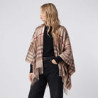 Ladies Mini Cape Edinburgh 100% Lambswool - Chequer Shrimp - Heritage Of Scotland -
