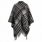 Ladies Mini Cape Edinburgh 100% Lambswool - Chequer Tartan Dark Grey - Heritage Of Scotland -
