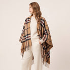 Ladies Mini Cape Edinburgh 100% Lambswool - Exploded Thomson Camel - Heritage Of Scotland -