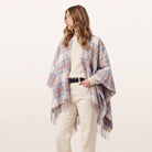 Ladies Mini Cape Edinburgh 100% Lambswool- Stewart Muted Blue - Heritage Of Scotland -