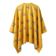 Ladies Mustard Yellow Horse Print Reversible Wrap Cape - ORCHE AND LIGHT GREY - Heritage Of Scotland -
