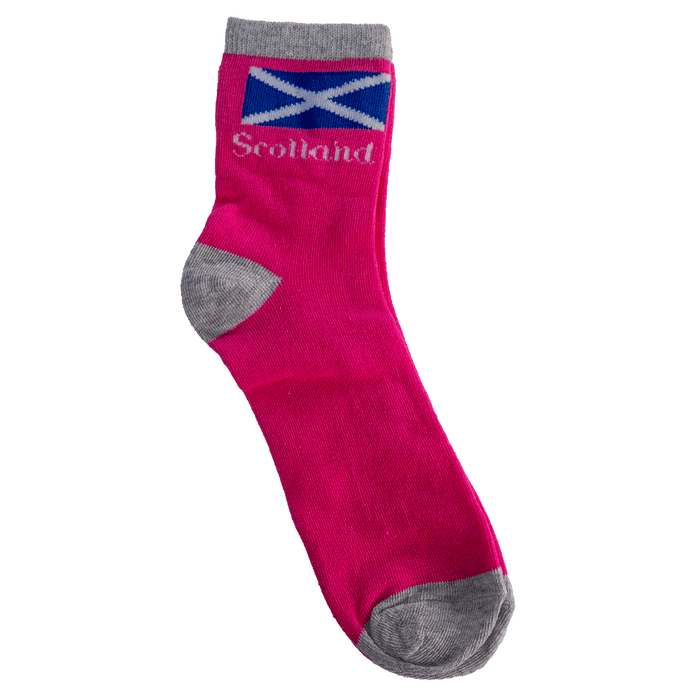 Ladies Scottish Socks – Highland Coo or Pink Multi Saltire (UK 4–7) - Heritage Of Scotland - Saltire 'Scotland'