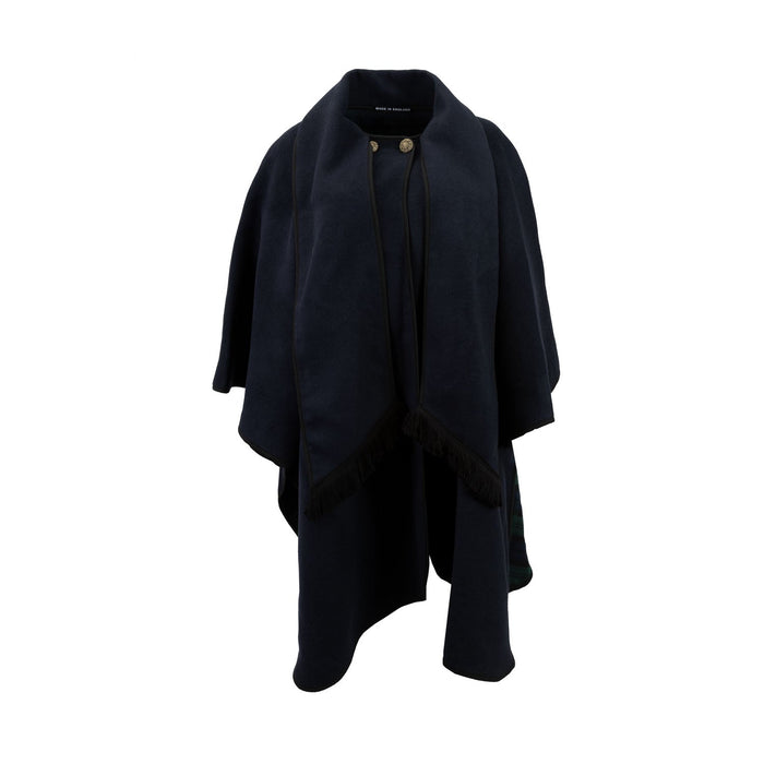 Ladies Wool Blend Reversible Cape Navy/Black Watch - Heritage Of Scotland - NAVY/BLACK WATCH